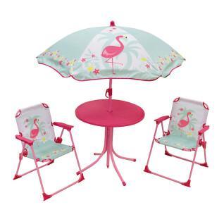 Table + 2 chairs + children's parasol Jemini Flamingo